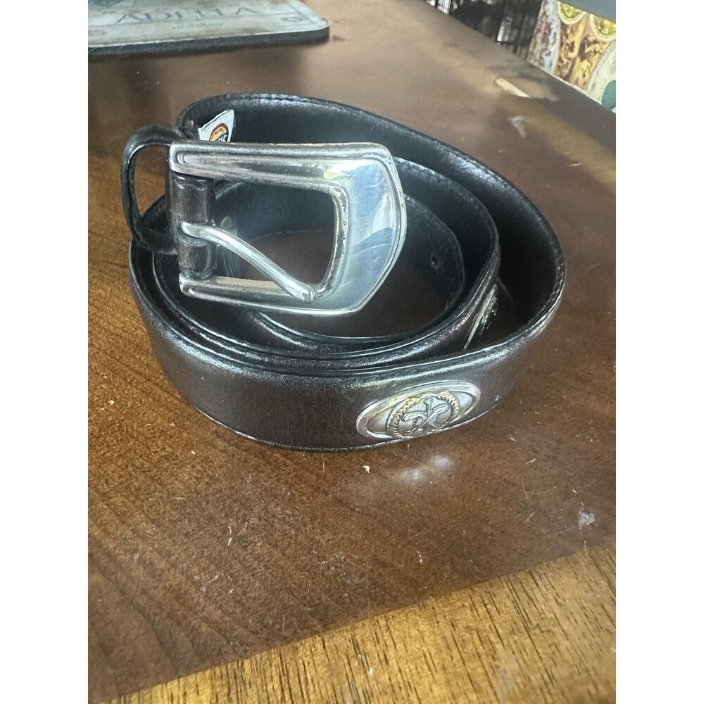 Fossil Brown Genuine Leather Belt Mens #MB405600134 Size 34 Golf Metal Detail